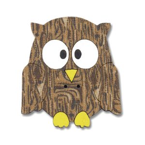 Botton Madeira Patchwork Coruja Marrom