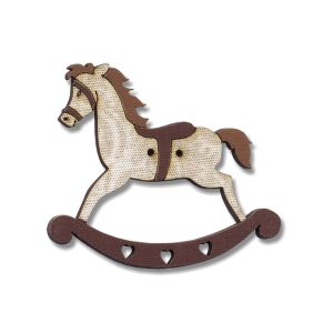 Botton Madeira Patchwork Cavalo Balanço