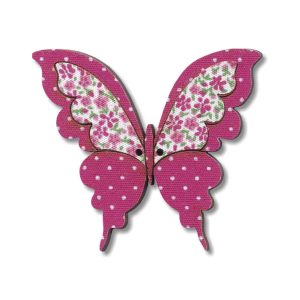 Botton Madeira Patchwork Borboleta Rosa