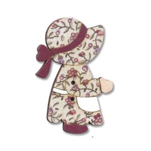 Botton Madeira Patchwork Menina Vestido Vermelho