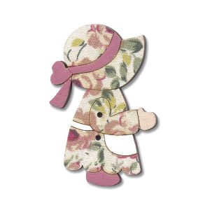 Botton Madeira Patchwork Menina Vestido Rosa