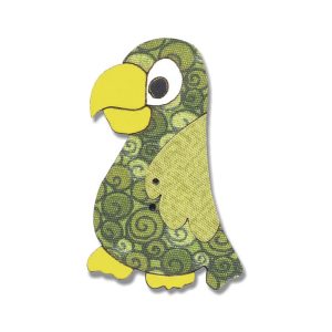 Botton Madeira Patchwork Papagaio