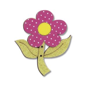 Botton Madeira Patchwork Flor Pink