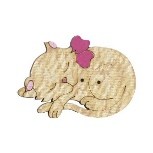 Botton Madeira Patchwork Gatinha Dorminhoca Pink