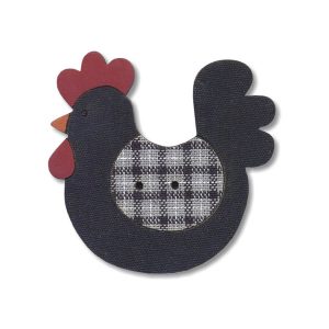 Botton Madeira Patchwork Galinha Preta