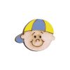 Botão Madeira Patchwork Menino Boné Azul
