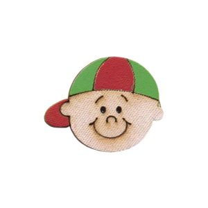 Botão Madeira Patchwork Menino Boné Vermelho