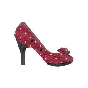 Botão Madeira Patchwork Sapato Feminino vermelho