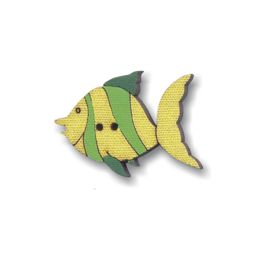 _0133_002292 Botão Madeira Patchwork Peixinho verde