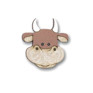 Botão Madeira Patchwork Rostinho Vaca