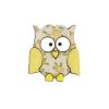 Botão Madeira Patchwork Corujinha Amarelo