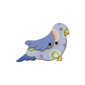 Botão Madeira Patchwork Periquito Azul