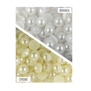 Meia Pérola Flor Branca ou Creme