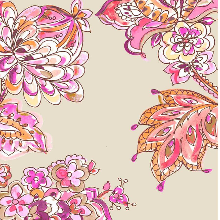 Tecido tricoline fio 40 bege estampado com florais em tom rosa Tecido tricoline fio 40 bege estampado com florais em tom rosa