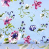 Tecido tricoline fio 40 azul claro com estampa de flores