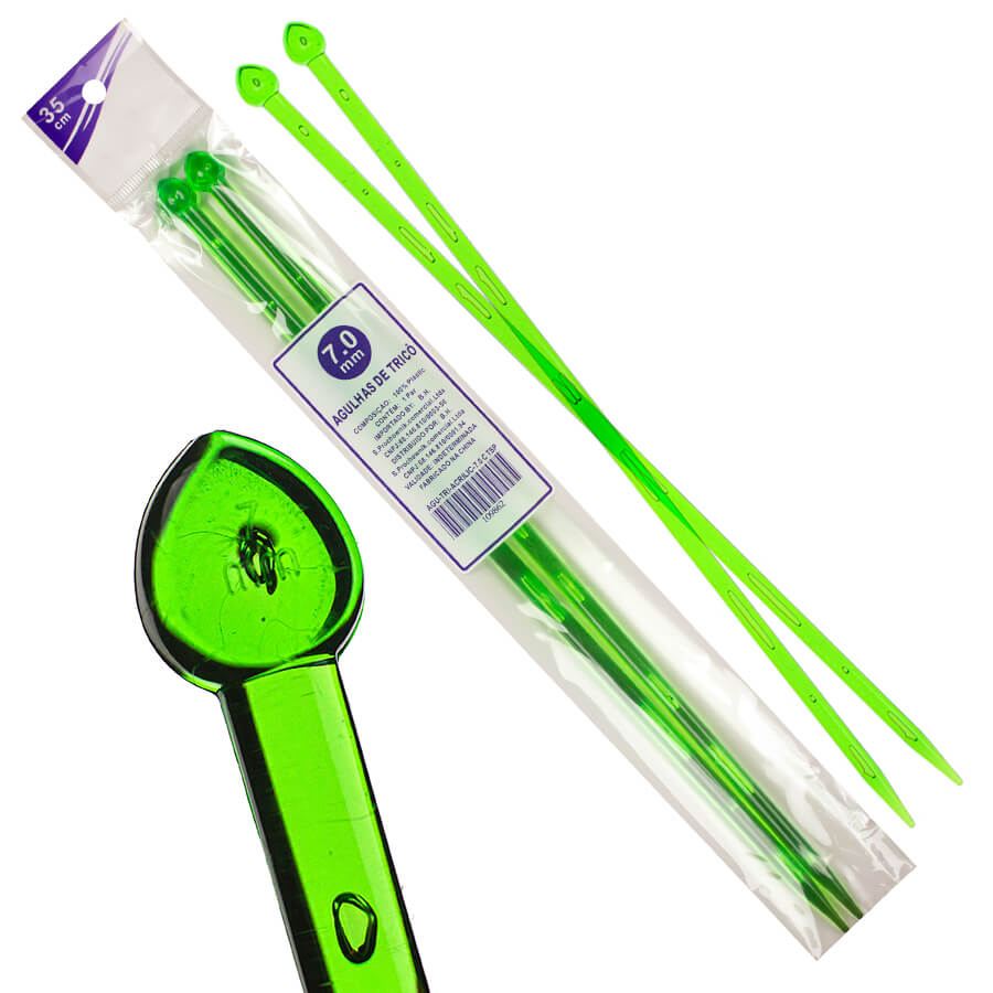 Agulha 35cm para trico Acrílica 7mm Agulha 35cm para trico Acrílica 7mm