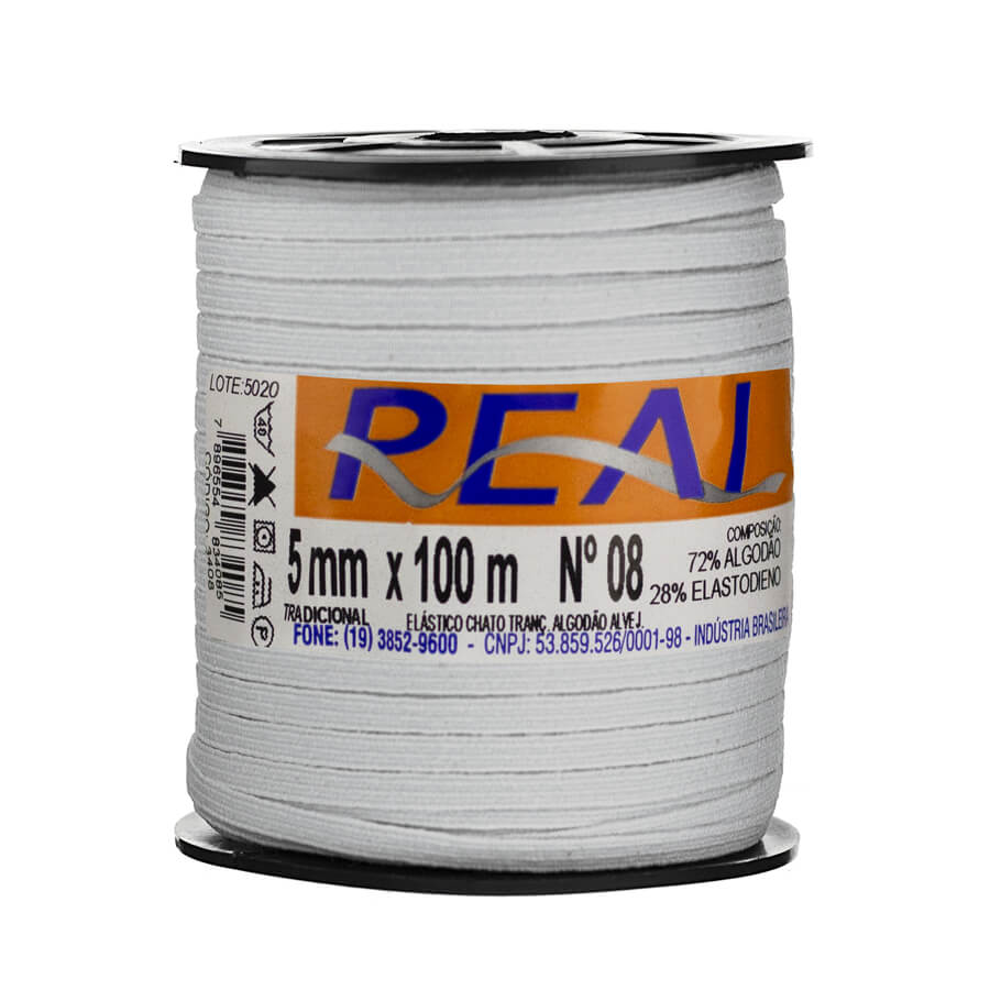 Elástico Chato Real Crochê Algodão N08 Elástico Chato Real Crochê Algodão N08