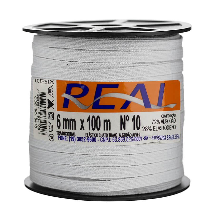 Elástico Chato Real Crochê Algodão N10 Elástico Chato Real Crochê Algodão N10