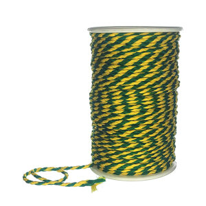 Cordão Trançado Poliéster 3mm Verde e Amarelo