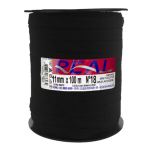 Elástico Chato Real Trançado Poliéster nº 18 Preto